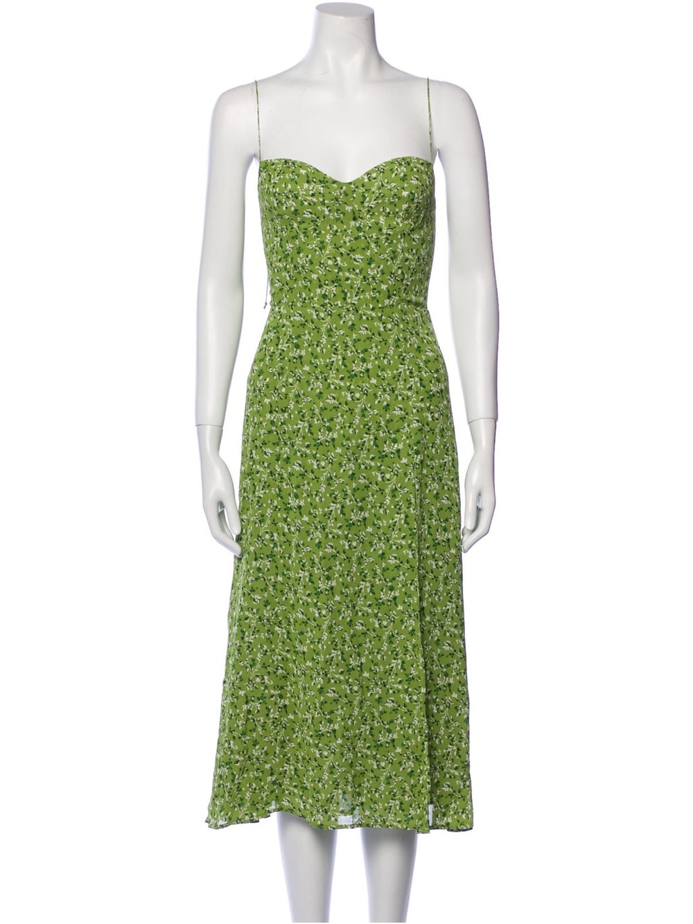 Reformation Green Floral Midi Dress